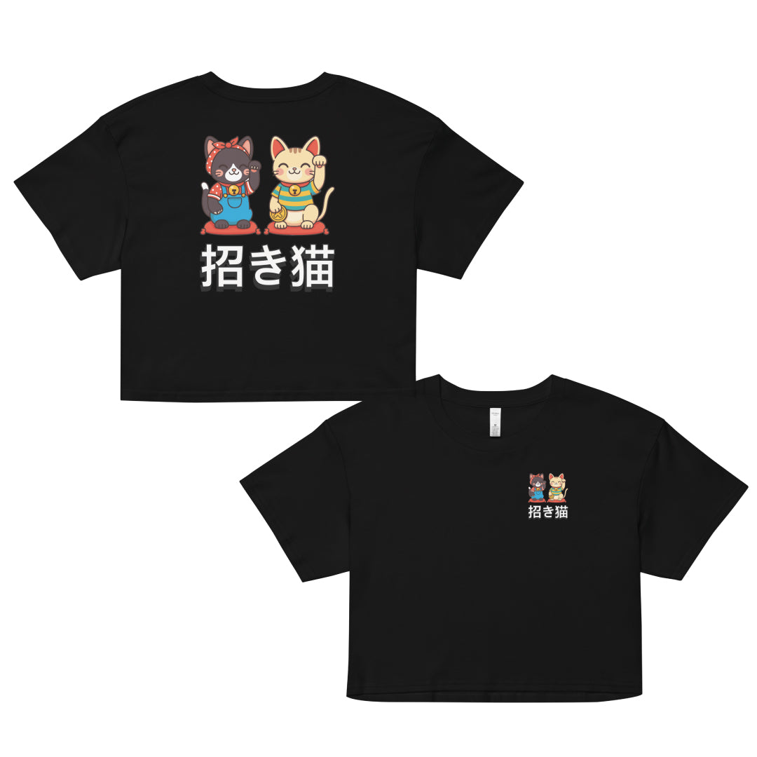 Lucky Duo Tee – Edición Maneki-Neko Mimikō & Torikō 🐾 (Mujer)