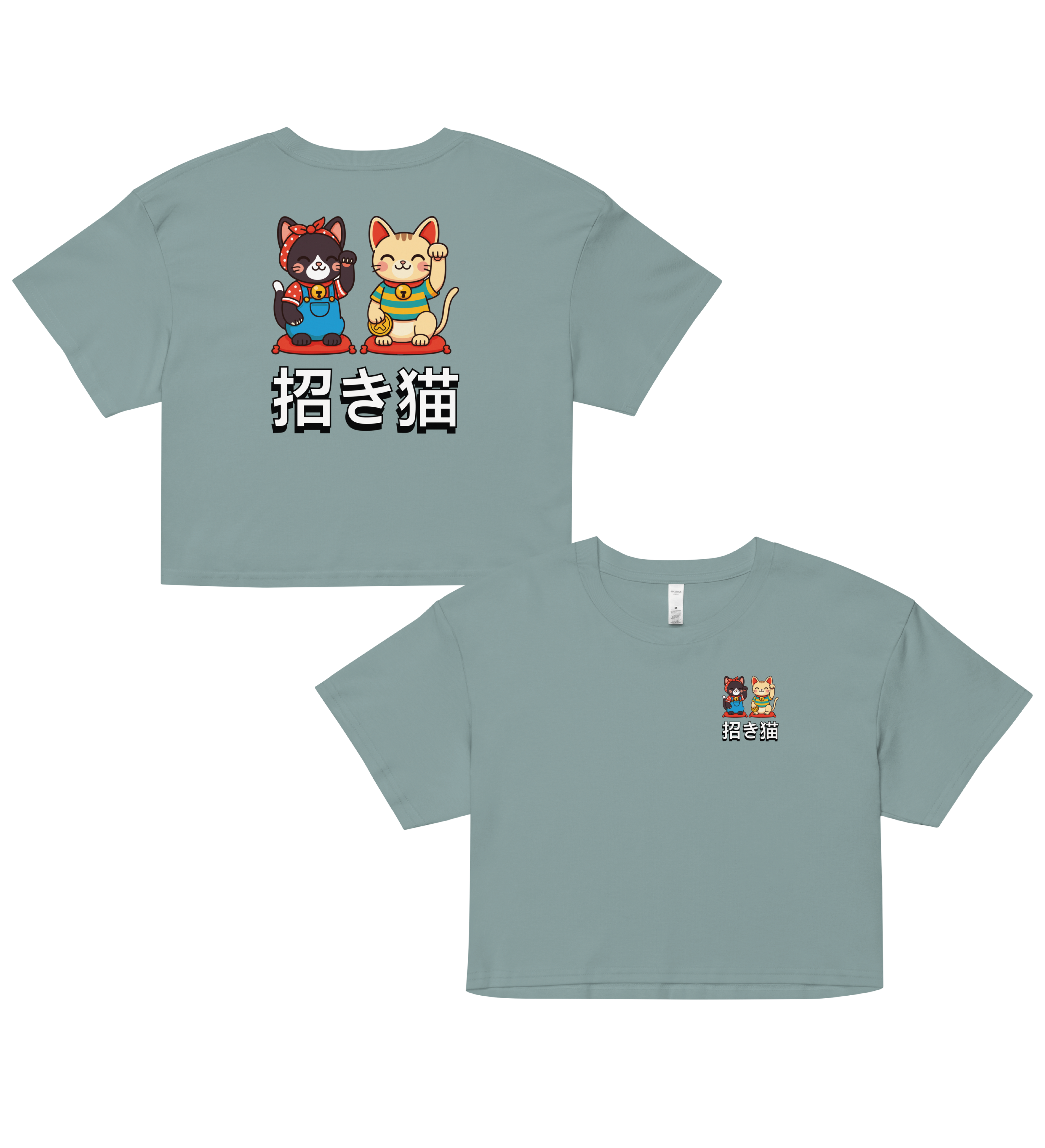 Lucky Duo Tee – Edición Maneki-Neko Mimikō & Torikō 🐾 (Mujer)