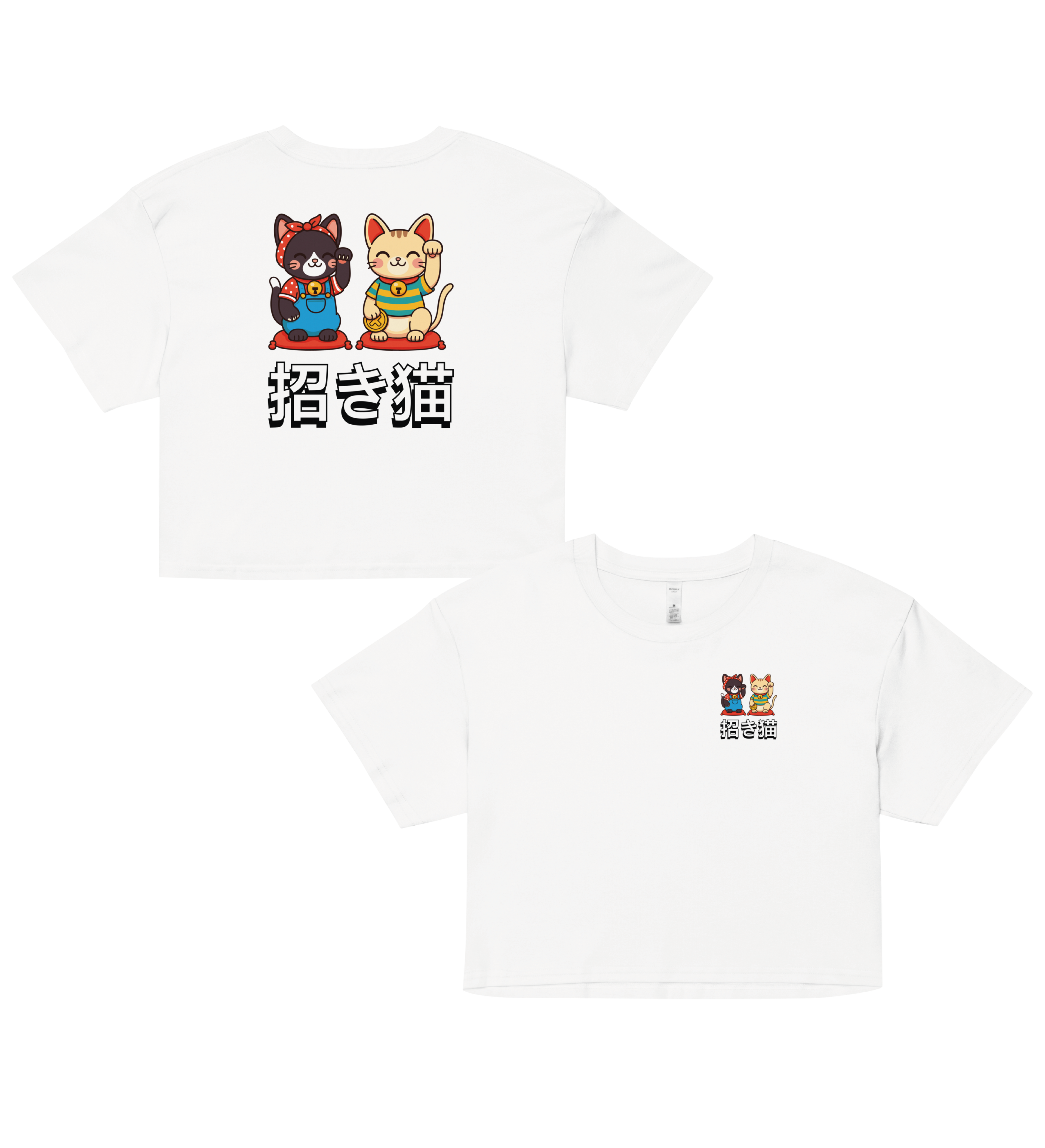 Lucky Duo Tee – Edición Maneki-Neko Mimikō & Torikō 🐾 (Mujer)